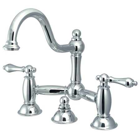 KS3911AL Restoration Bathroom Bridge Faucet, Polished Chrome